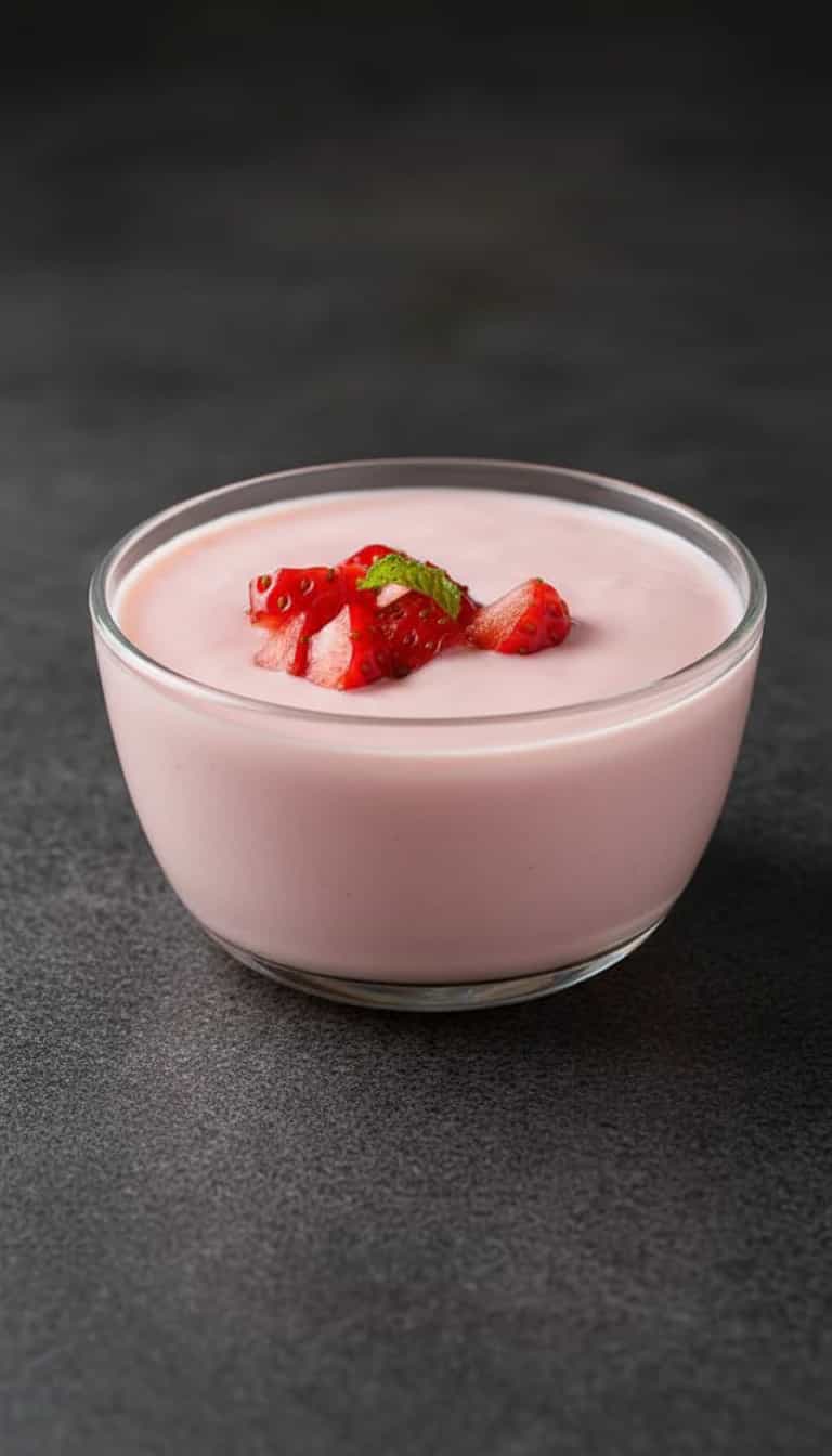 Foto deliciosa de Creme de Morango com Iogurte pronta para servir - Pudins & Cremes