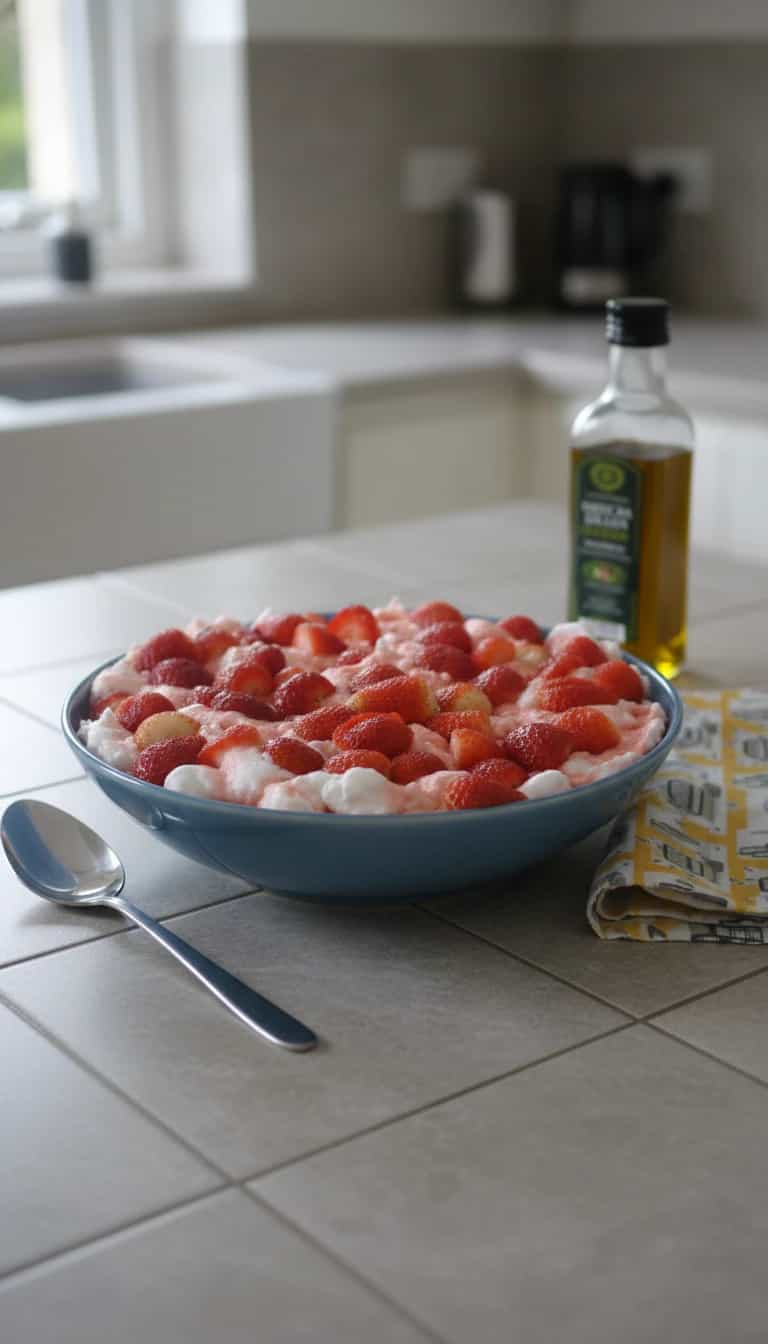 Foto deliciosa de Creme de Morango com Suspiro pronta para servir - Pudins & Cremes