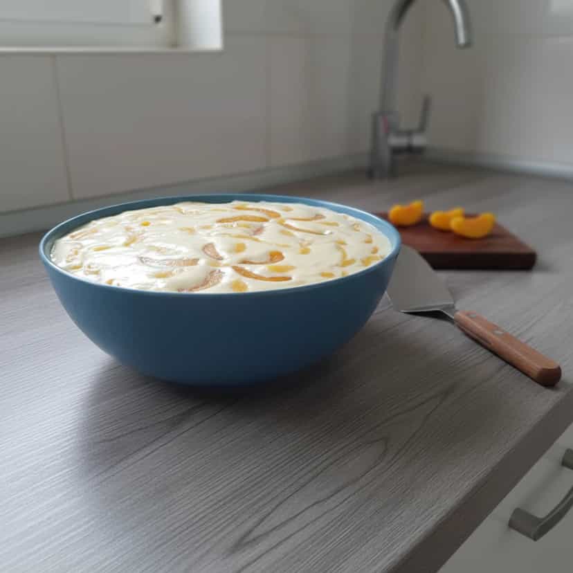 Foto deliciosa de Creme Gelado de Pêssego pronta para servir - Doces Gelados & Sorvetes
