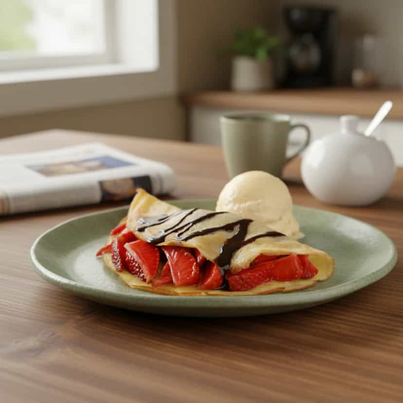 Foto deliciosa de Crepes de Amido de Milho Sem Glúten pronta para servir - Panquecas & Waffles