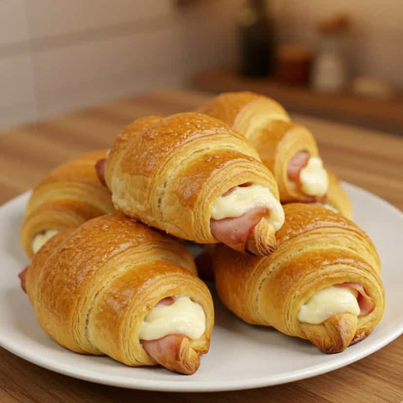 Foto deliciosa de Croissant de Presunto e Queijo pronta para servir - Lanches de Padaria