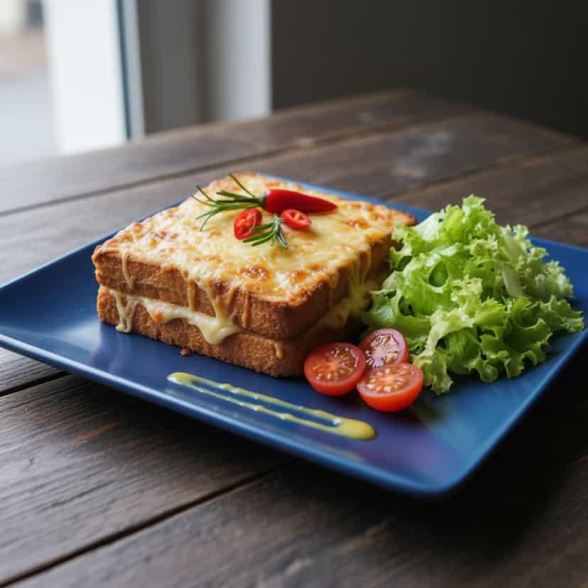 Foto deliciosa de Croque Monsieur pronta para servir - Lanches de Padaria