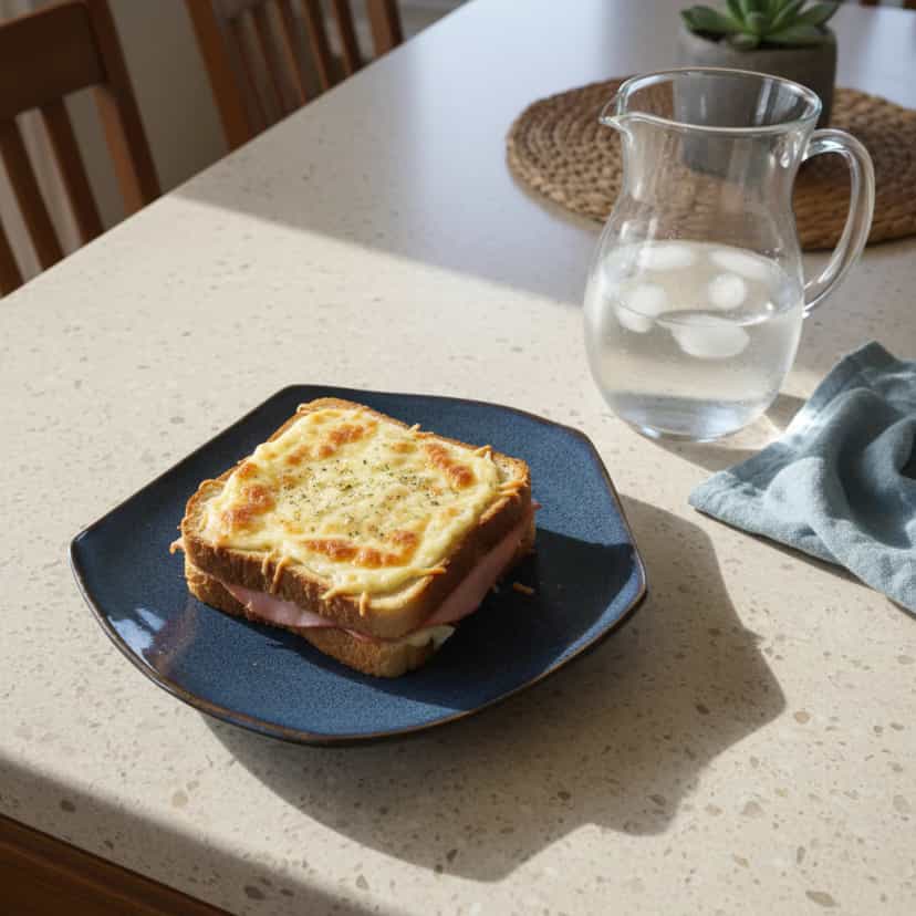 Foto deliciosa de Croque Monsieur Caseiro pronta para servir - Lanches de Padaria