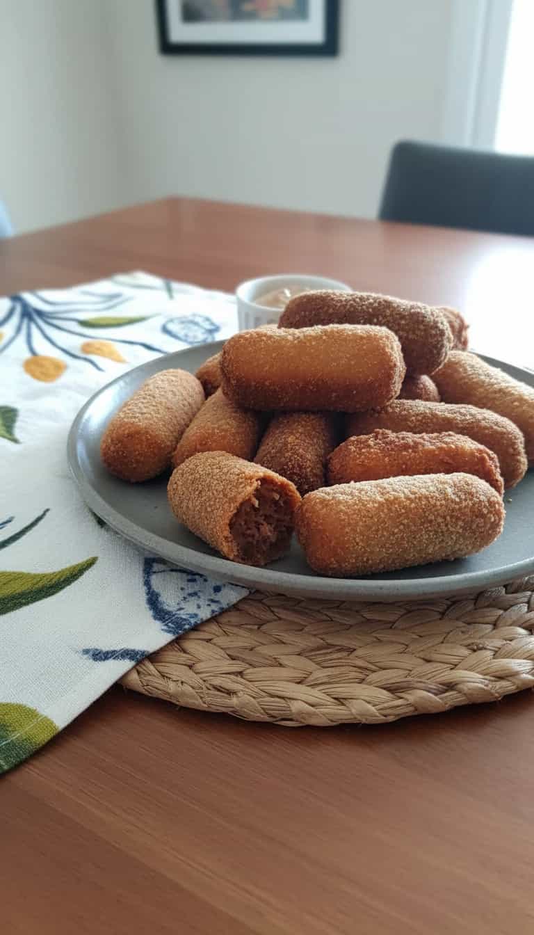 Foto deliciosa de Croquete Cremoso de Carne Assada pronta para servir - Salgadinhos