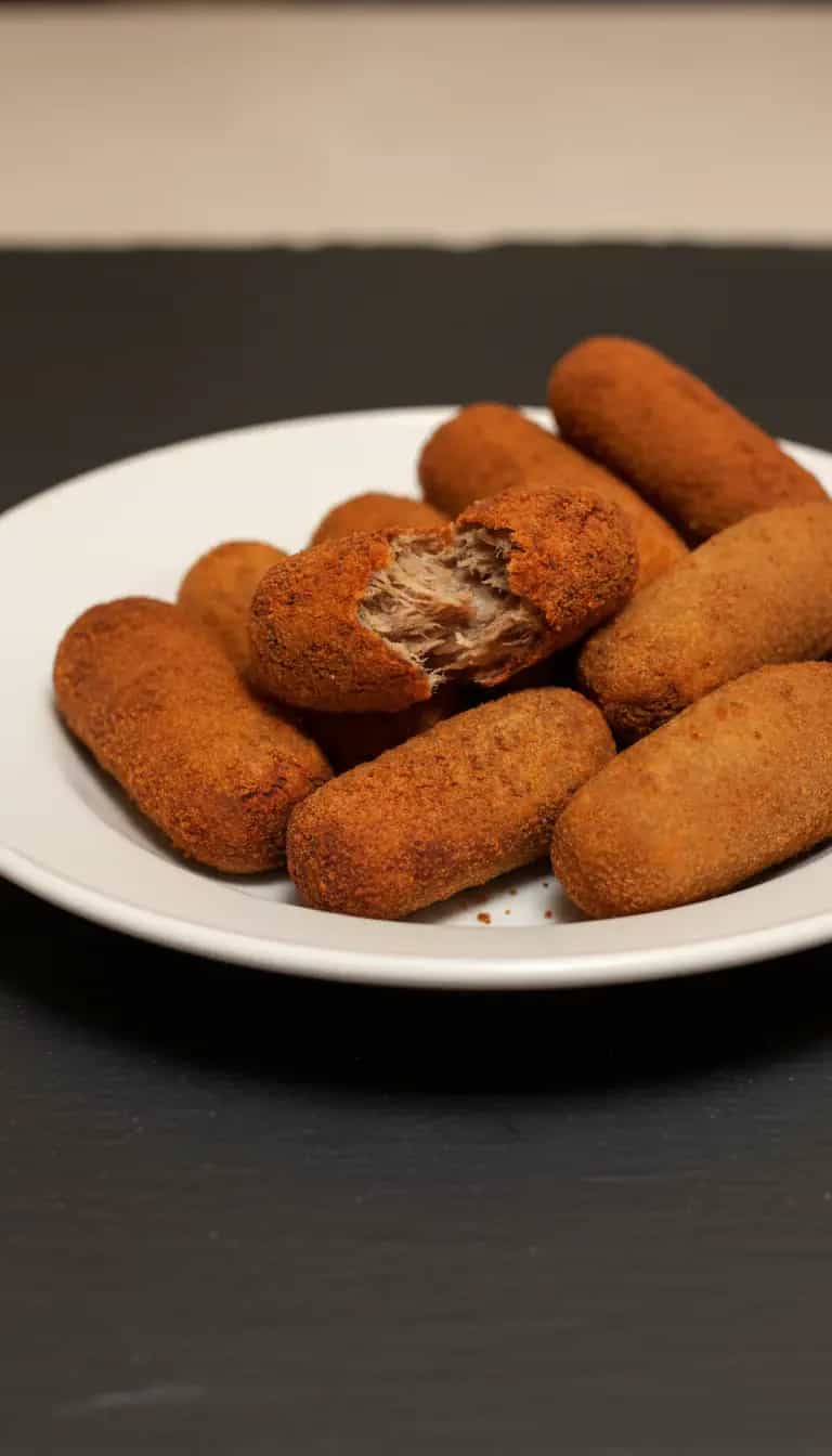 Foto deliciosa de Croquete Cremoso de Carne pronta para servir - Salgadinhos