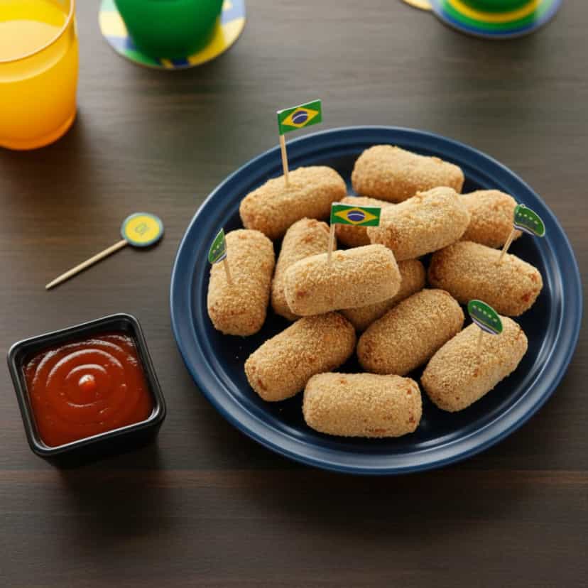 Foto deliciosa de Croquete de Mandioquinha e Calabresa pronta para servir - Salgadinhos