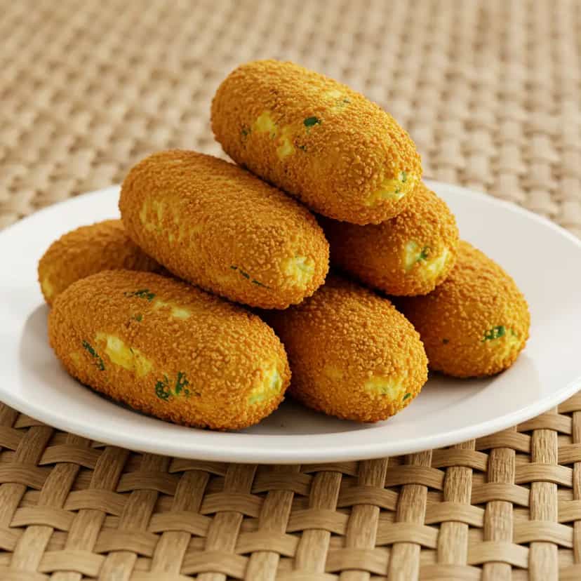 Foto deliciosa de Croquetes de Batata com Carne Moída pronta para servir - Salgadinhos