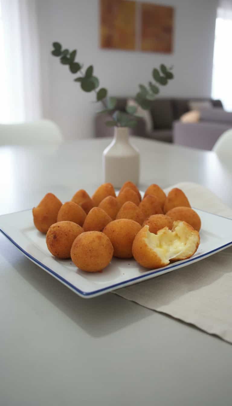 Foto deliciosa de Croquetes de Queijo Cremoso pronta para servir - Salgadinhos