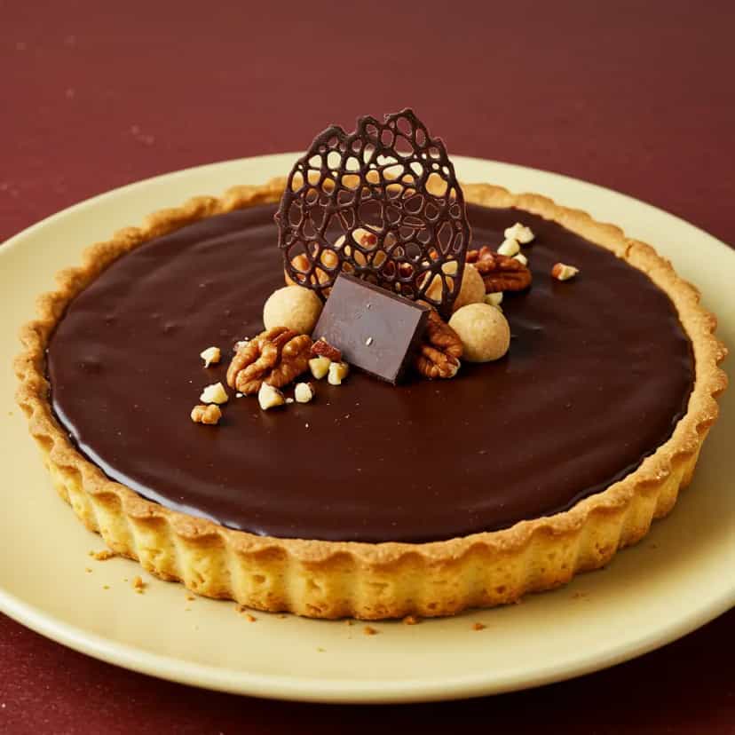 Foto deliciosa de Crostata Natalina de Nozes e Chocolate pronta para servir - Tortas & Tortinhas