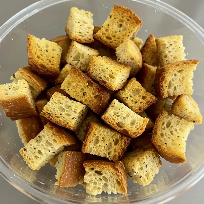 Foto deliciosa de Croutons Caseiros pronta para servir - Snacks Assados