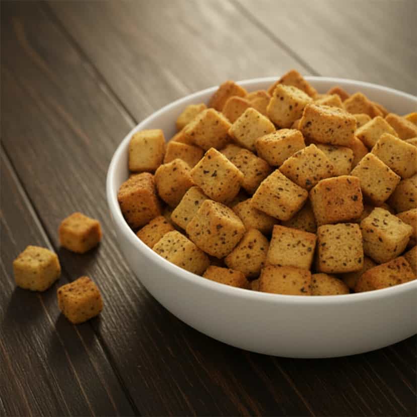 Foto deliciosa de Croutons pronta para servir - Snacks Assados