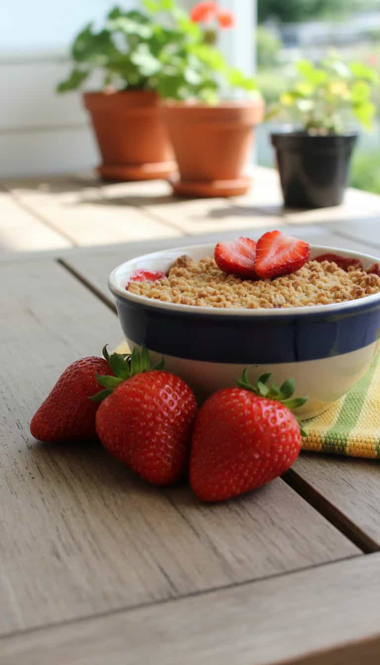 Foto deliciosa de Crumble de Morangos com Aveia pronta para servir - Outras Receitas