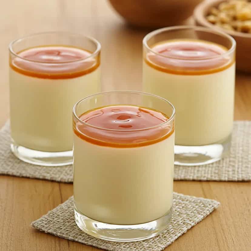 Foto deliciosa de Curau Cremoso com Calda de Caramelo pronta para servir - Pudins & Cremes