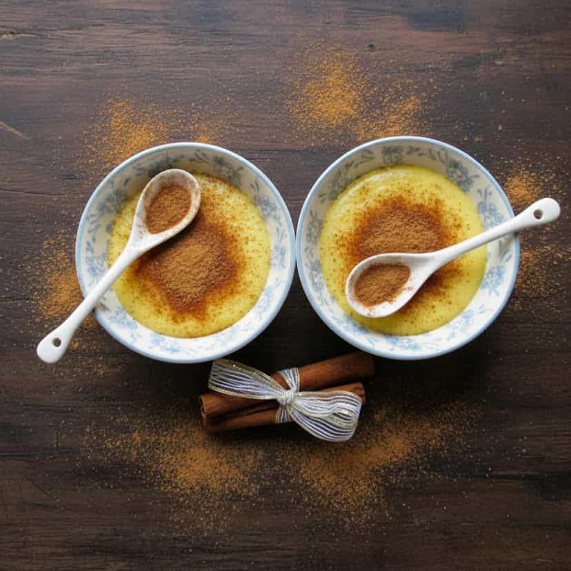 Foto deliciosa de Curau Cremoso de Milho Verde pronta para servir - Pudins & Cremes