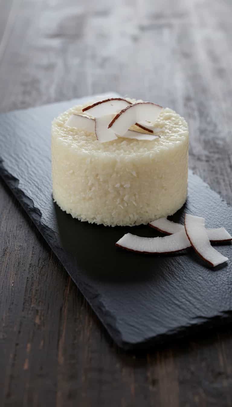 Foto deliciosa de Cuscuz Cremoso de Coco pronta para servir - Pudins & Cremes