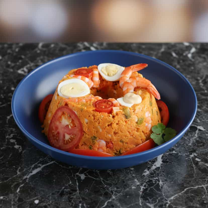 Foto deliciosa de Cuscuz de Camarão pronta para servir - Peixes & Frutos do Mar