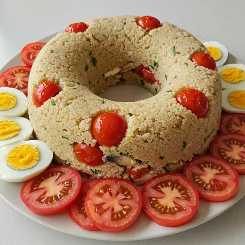 Foto deliciosa de Cuscuz de Sardinha pronta para servir - Peixes & Frutos do Mar
