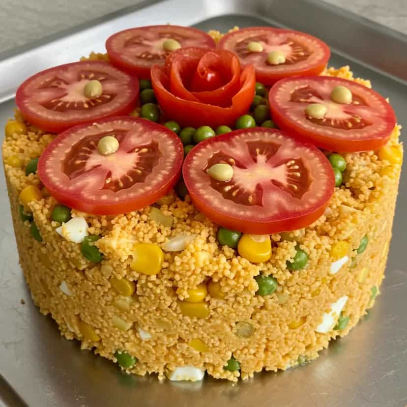 Foto deliciosa de Cuscuz Paulista com Sardinha pronta para servir - Pratos Brasileiros Icônicos