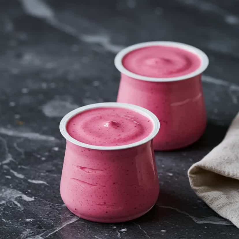 Foto deliciosa de Danoninho Caseiro de Morango pronta para servir - Pudins & Cremes