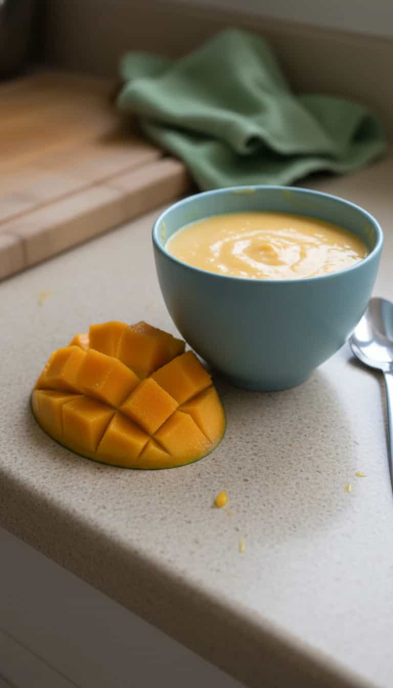 Foto deliciosa de Delícia de Manga Cremosa pronta para servir - Pudins & Cremes