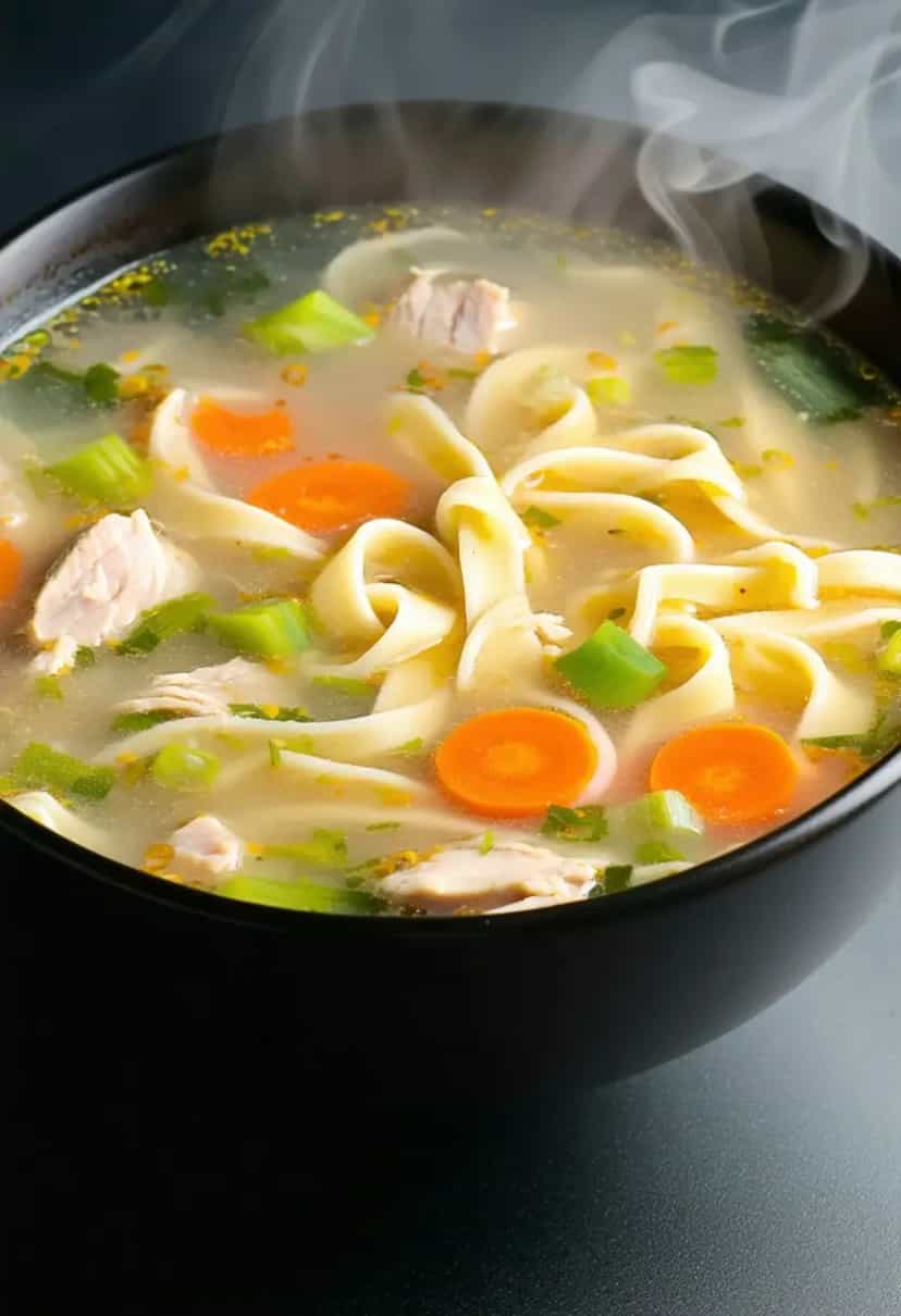 Foto deliciosa de Sopa Deliciosa de Frango com Massa e Caldo pronta para servir - Sopas & Caldos