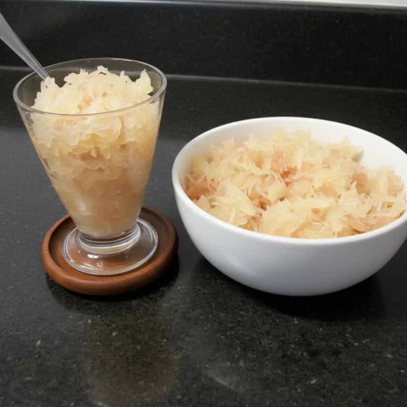 Foto deliciosa de Doce Cremoso de Mamão Verde pronta para servir - Doces Gelados & Sorvetes