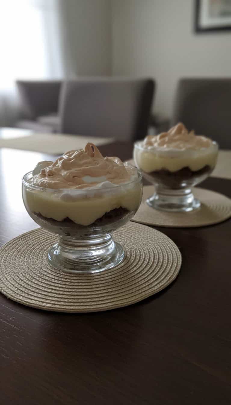 Foto deliciosa de Doce de Banana com Suspiro pronta para servir - Pudins & Cremes