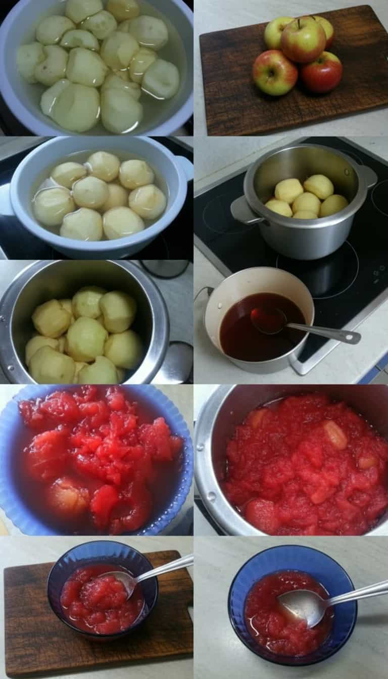 Foto deliciosa de Doce de Maçã com Calda de Morango pronta para servir - Outras Receitas