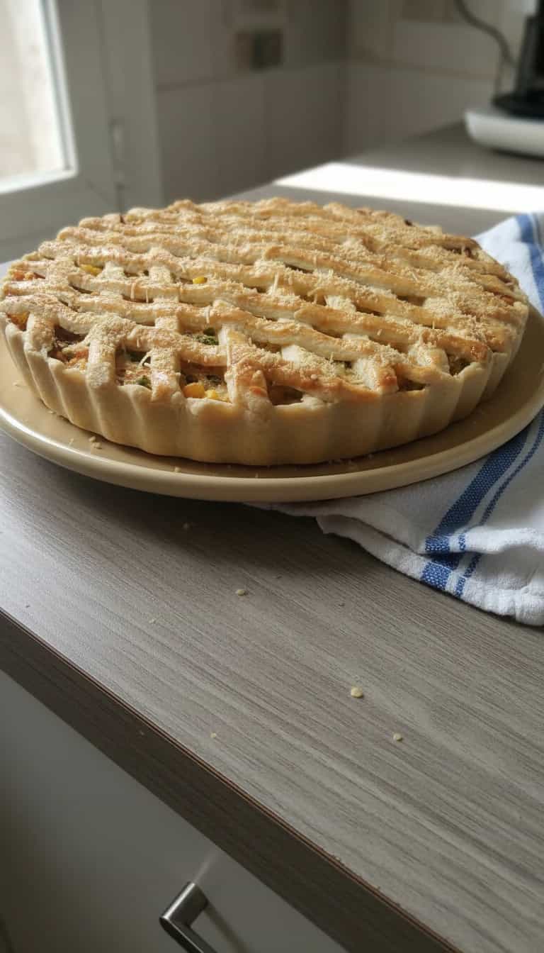 Foto deliciosa de Empadão de Frango cremoso pronta para servir - Tortas Salgadas