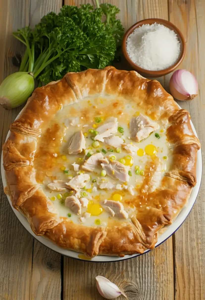Foto deliciosa de Empadão de Frango Cremoso pronta para servir - Tortas Salgadas