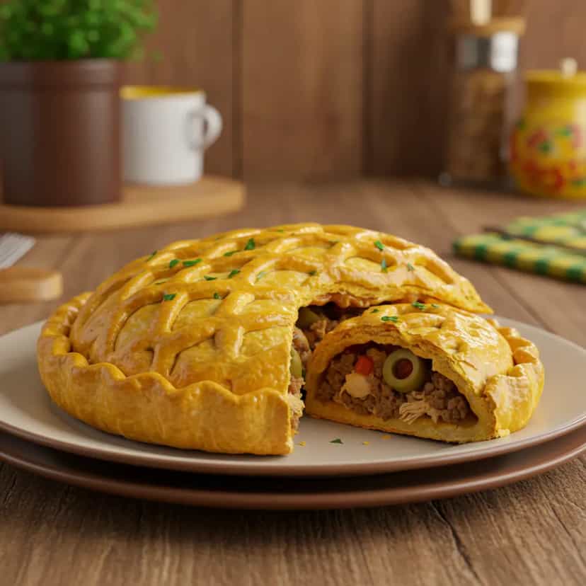 Foto deliciosa de Empadão Goiano pronta para servir - Tortas Salgadas