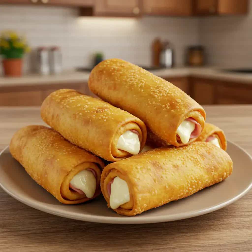 Enroladinho de queijo e presunto