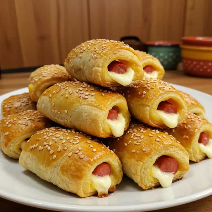 Foto deliciosa de Enroladinho de salsicha assado fácil pronta para servir - Salgadinhos