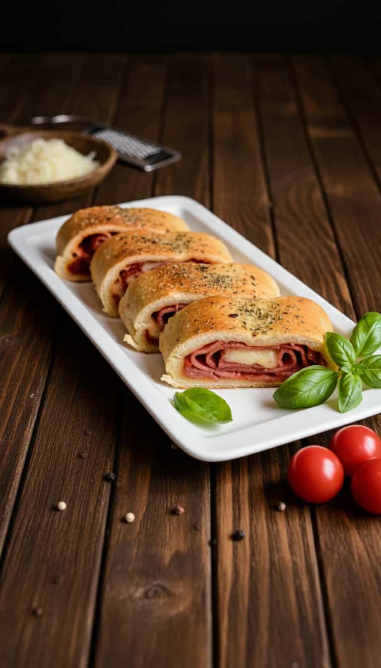 Foto deliciosa de Enroladinhos de Queijo e Presunto pronta para servir - Salgadinhos