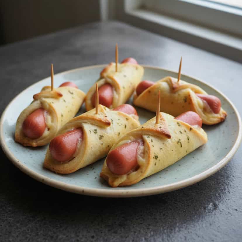 Foto deliciosa de Enroladinhos de Salsicha pronta para servir - Salgadinhos