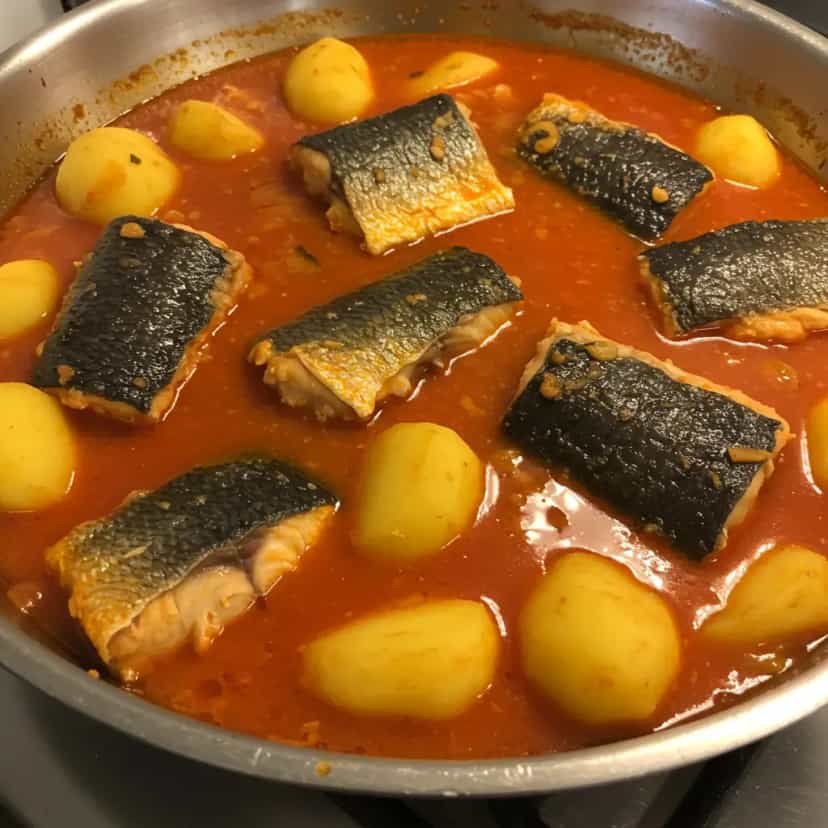 Foto deliciosa de Ensopado de Bagre com Batata pronta para servir - Peixes & Frutos do Mar