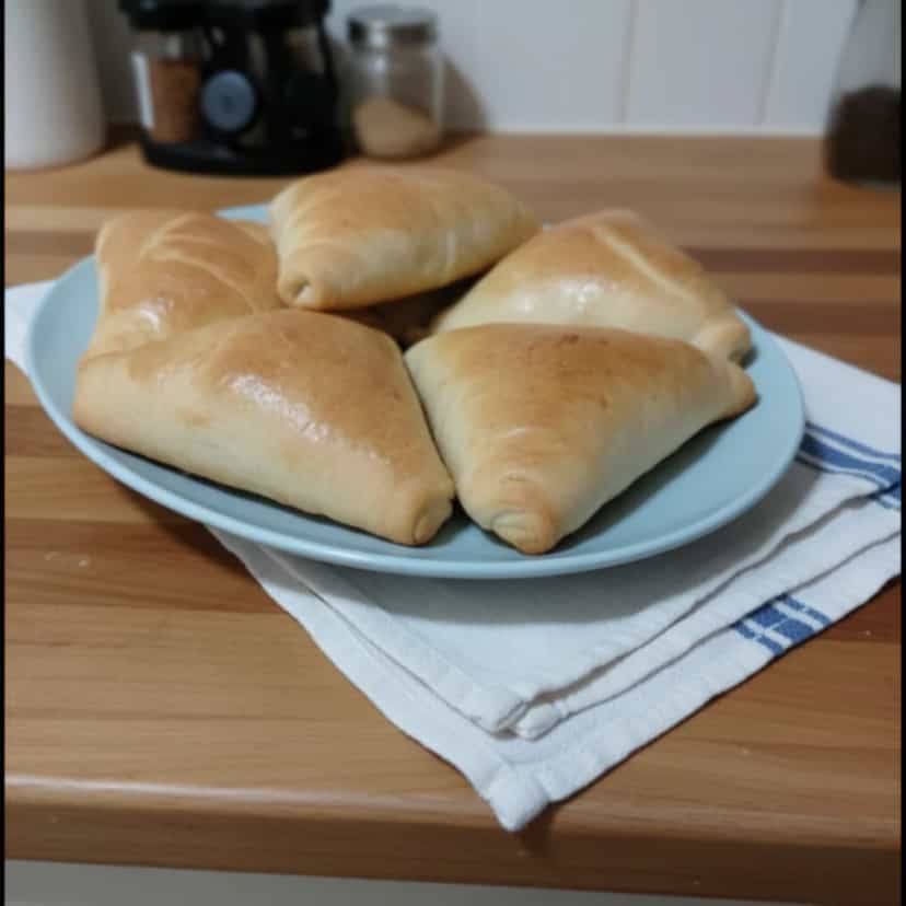 Foto deliciosa de Esfiha Fechada Caseira pronta para servir - Lanches de Padaria