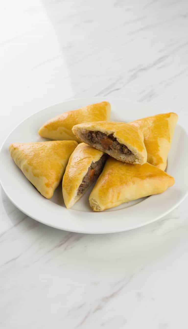 Foto deliciosa de Esfiha Fechada de Carne pronta para servir - Lanches de Padaria