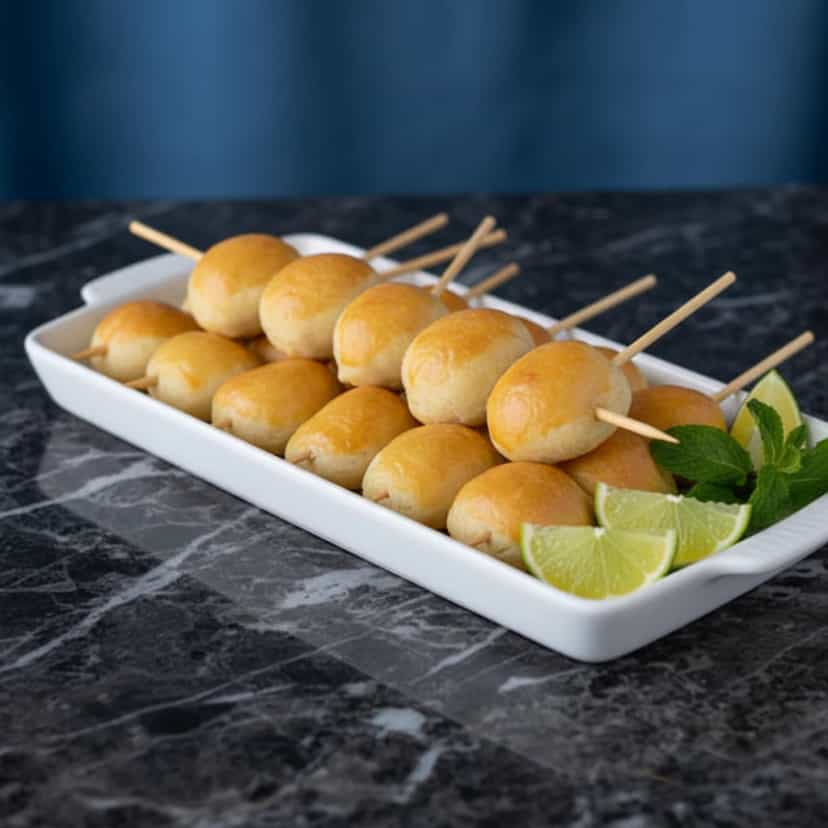 Foto deliciosa de Esfiha no Palito pronta para servir - Salgadinhos