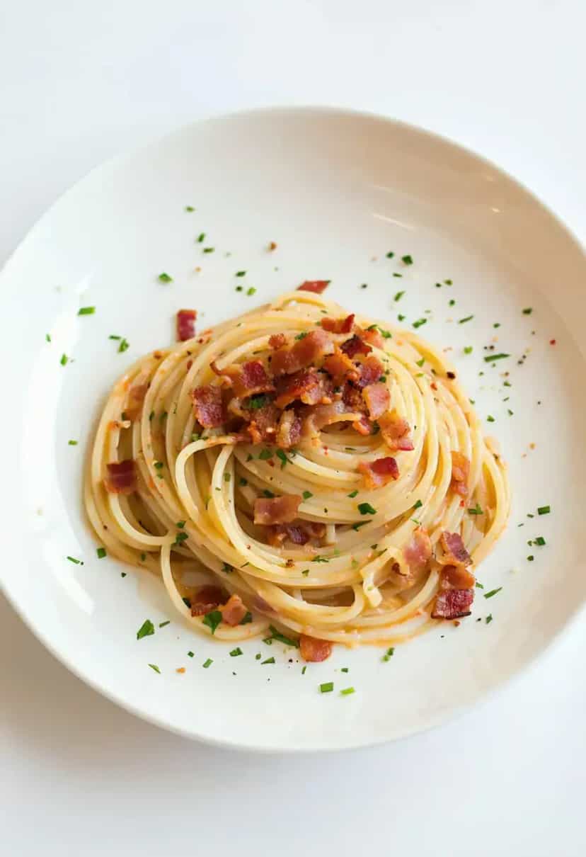 Foto deliciosa de Espaguete à Carbonara Sem Queijo pronta para servir - Outras Receitas