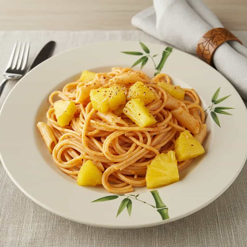 Espaguete ao Abacaxi com Calabresa