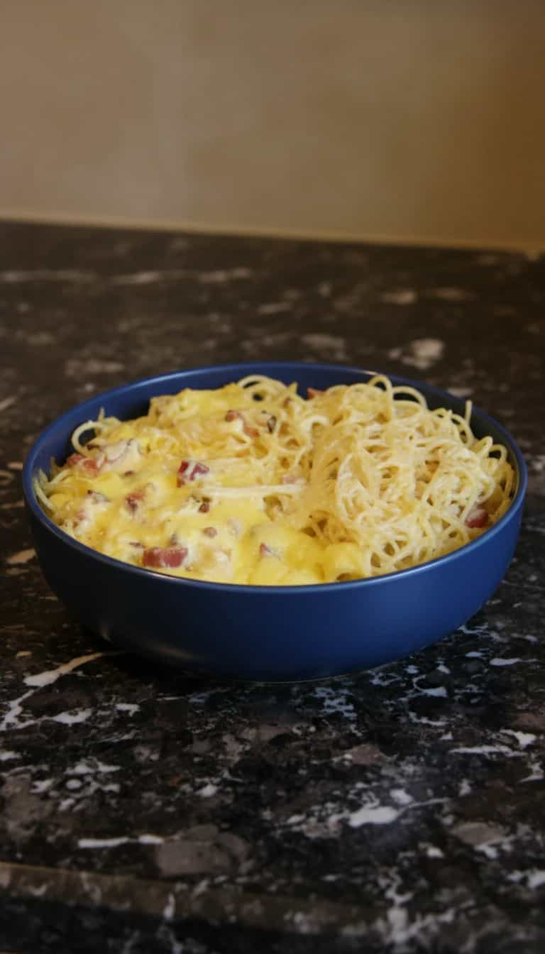 Foto deliciosa de Espaguete Carbonara ao Forno pronta para servir - Massas & Macarrão