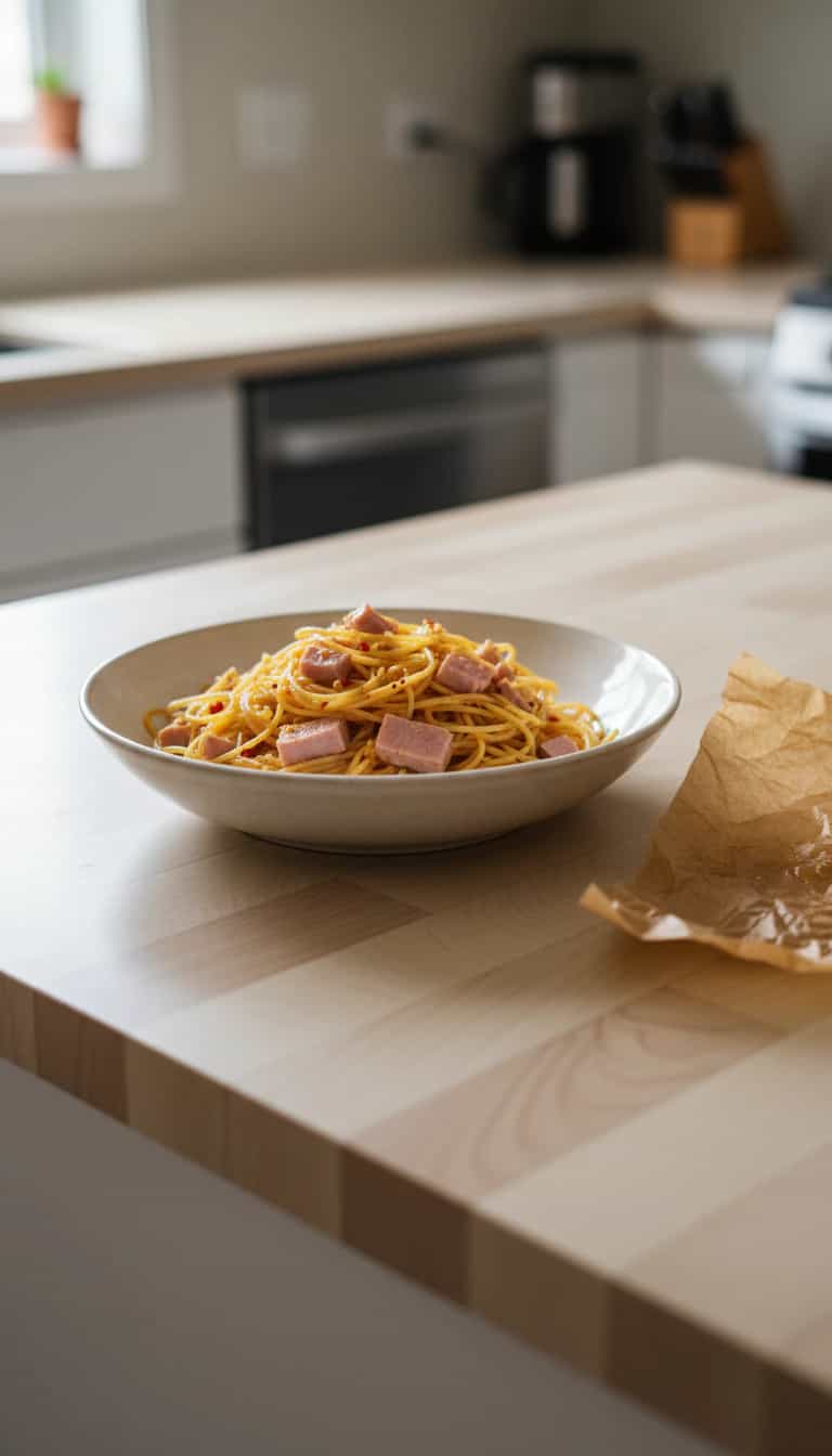 Foto deliciosa de Espaguete com Atum ao Alho e Óleo pronta para servir - Outras Receitas