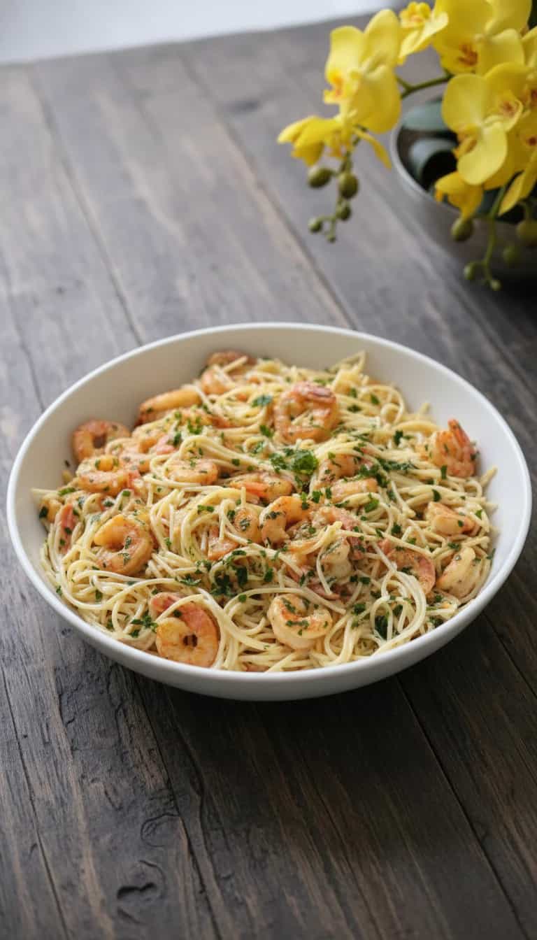 Foto deliciosa de Espaguete com Camarão ao Creme pronta para servir - Massas & Macarrão