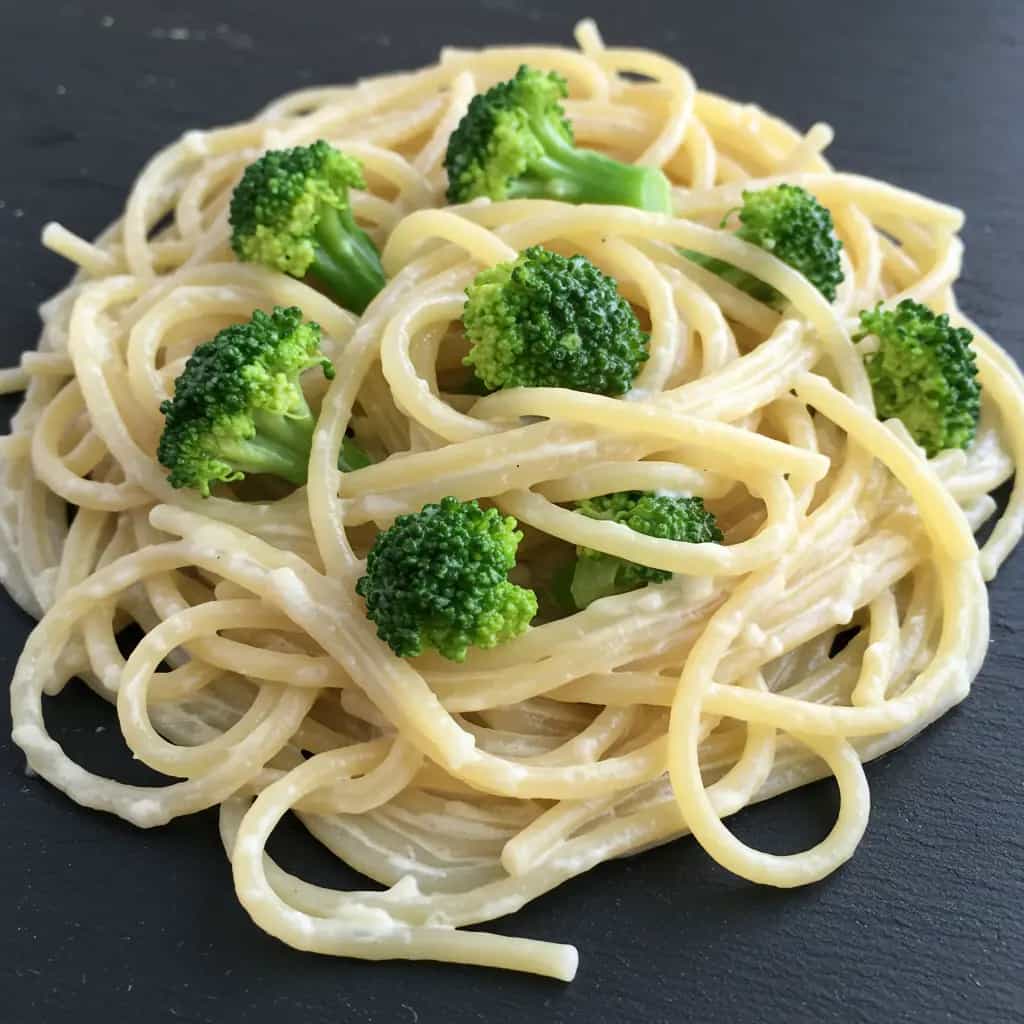 Espaguete cremoso com brócolis