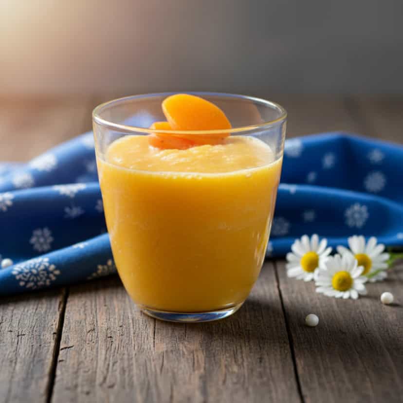 Foto deliciosa de Espuma de Damasco Refrescante pronta para servir - Pudins & Cremes