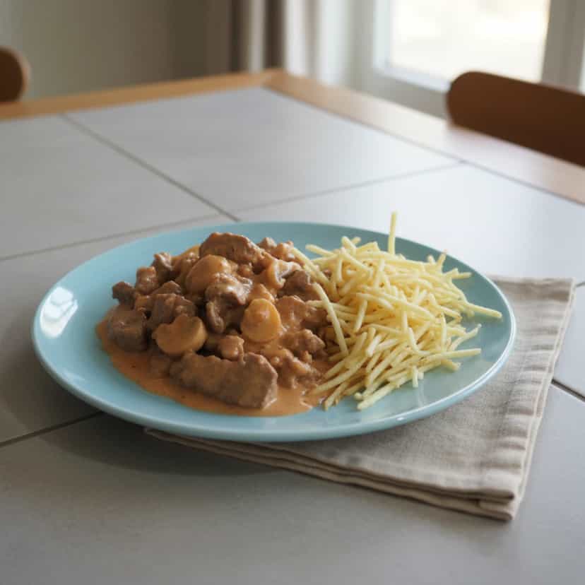 Foto deliciosa de Estrogonofe de Alcatra Clássico pronta para servir - Carnes & Frango