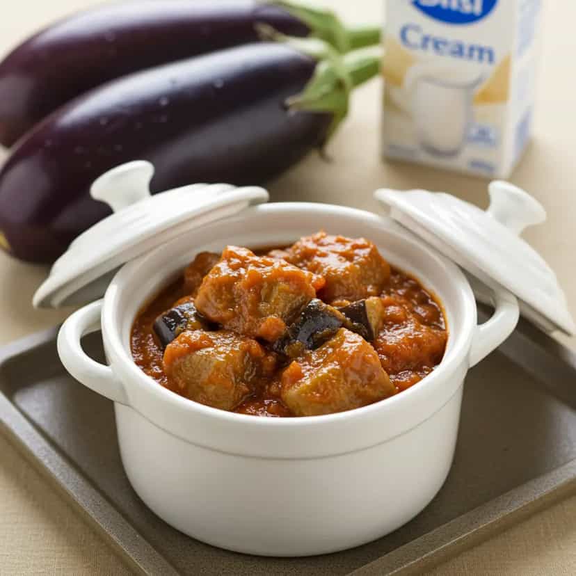Foto deliciosa de Estrogonofe de Berinjela pronta para servir - Almoço & Jantar
