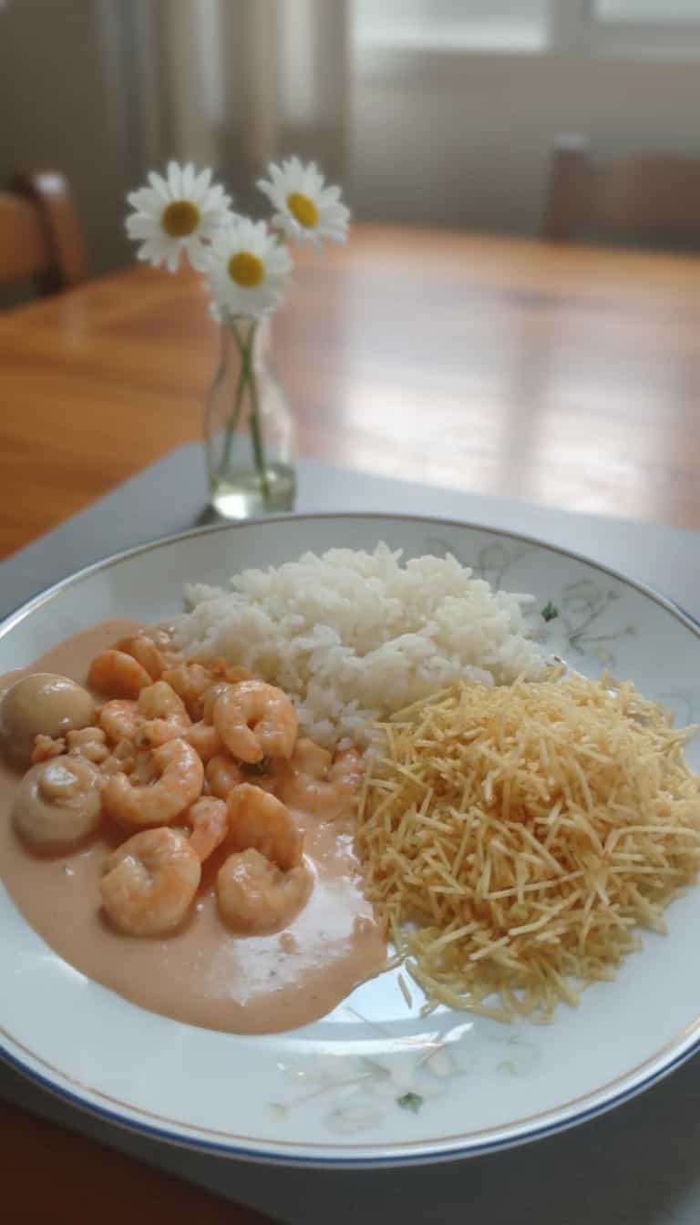 Foto deliciosa de Estrogonofe de Camarão cremoso pronta para servir - Peixes & Frutos do Mar
