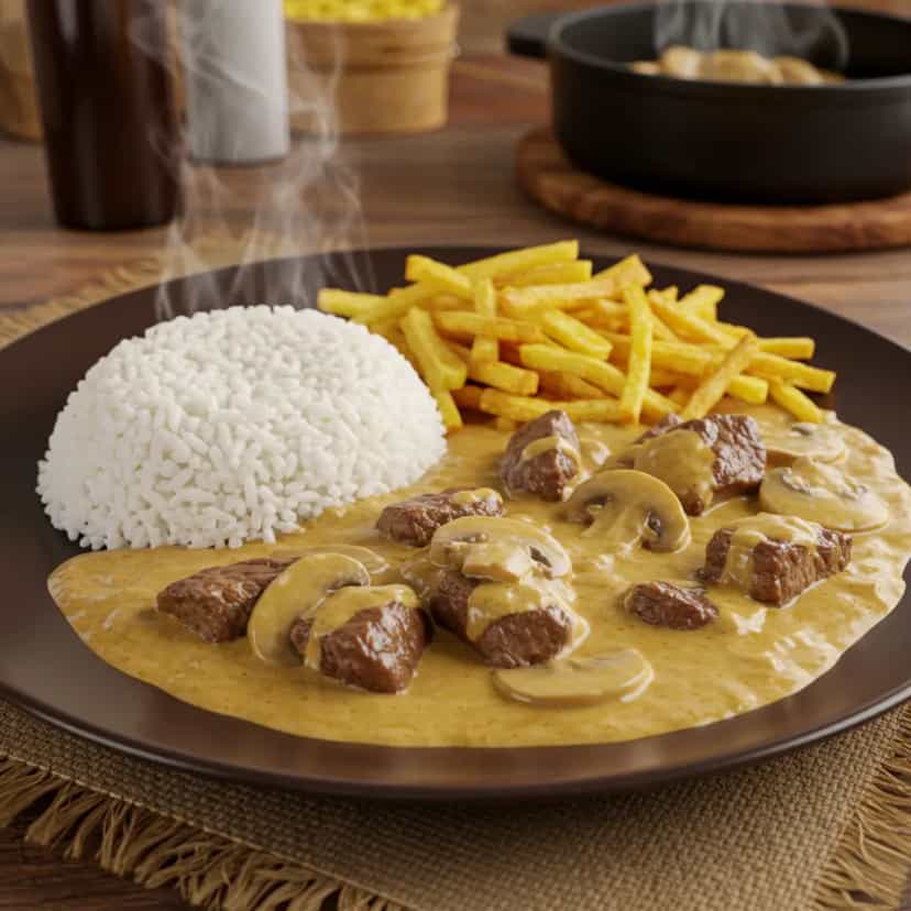Foto deliciosa de Estrogonofe de carne pronta para servir - Carnes & Frango